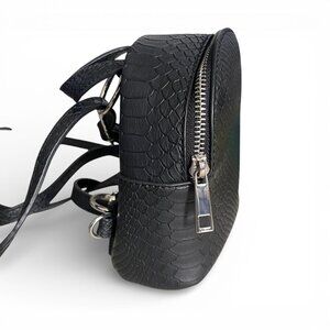 ASOS Black Faux Leather Mini Backpack With Snake Print & Adjustable Straps